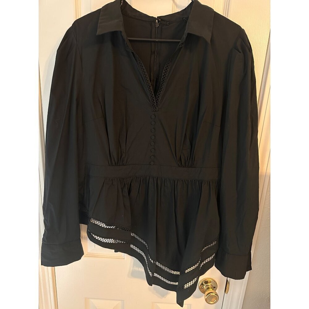 VENUS Black Collared High Low Shirt Size XL